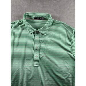 RLX Ralph Lauren Golf Polo Shirt Mens XL Green White Stripes Performance Stretch